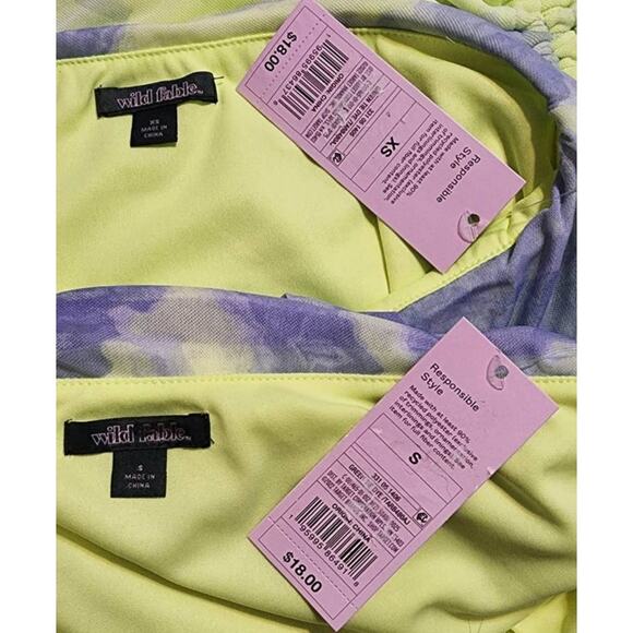 Wild Fable Ruched Side Mesh Green Tie Dye Mini Skirt NEW - Picture 3 of 5